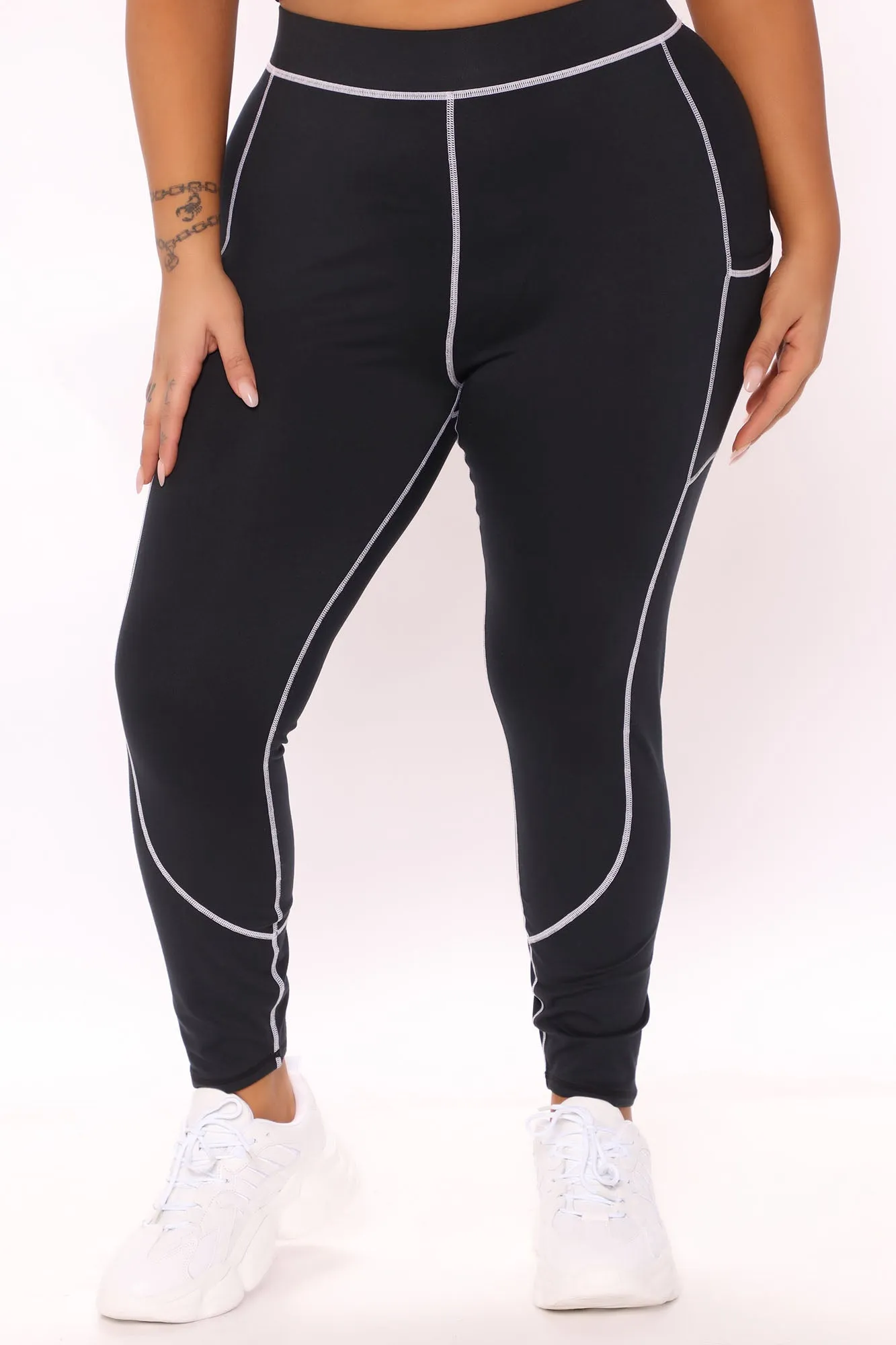 All You Got Active Contrast Stitch Super Soft Legging - Black