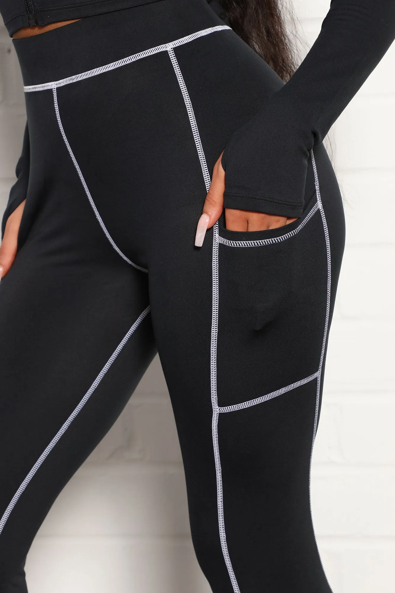 All You Got Active Contrast Stitch Super Soft Legging - Black