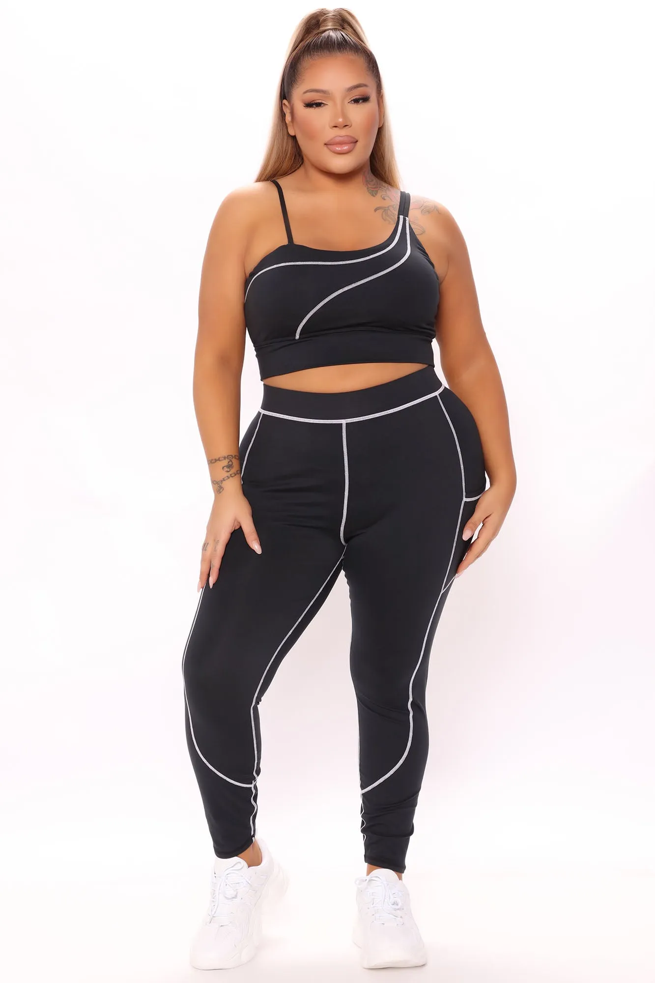 All You Got Active Contrast Stitch Super Soft Legging - Black
