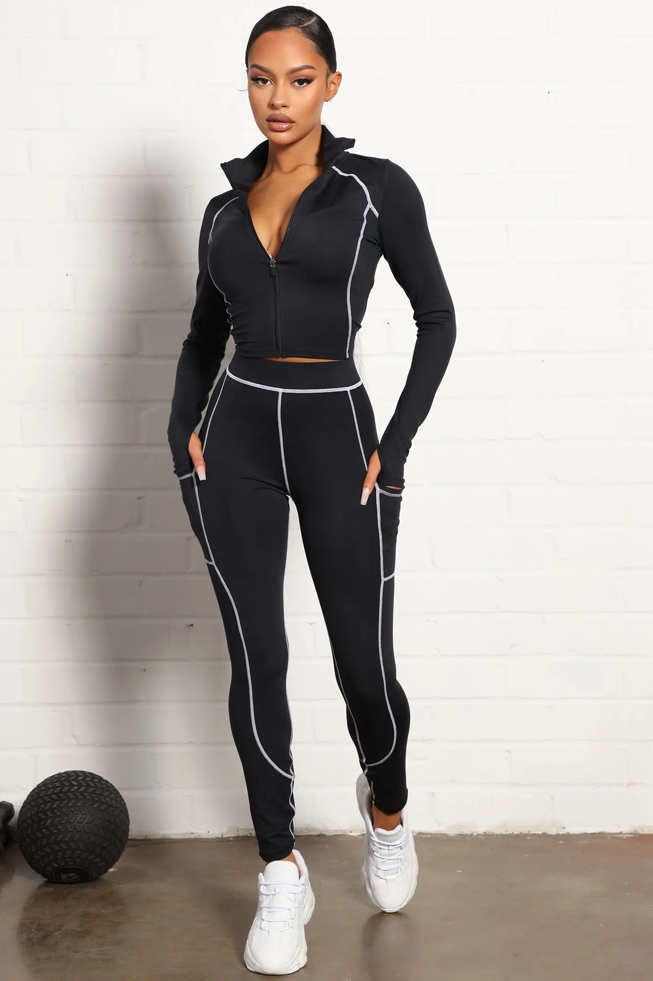 All You Got Active Contrast Stitch Super Soft Legging - Black