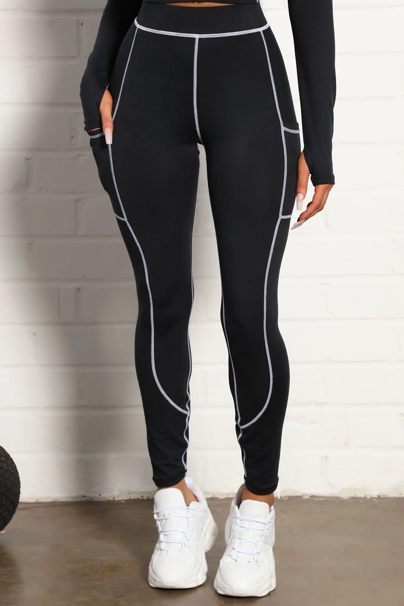 All You Got Active Contrast Stitch Super Soft Legging - Black
