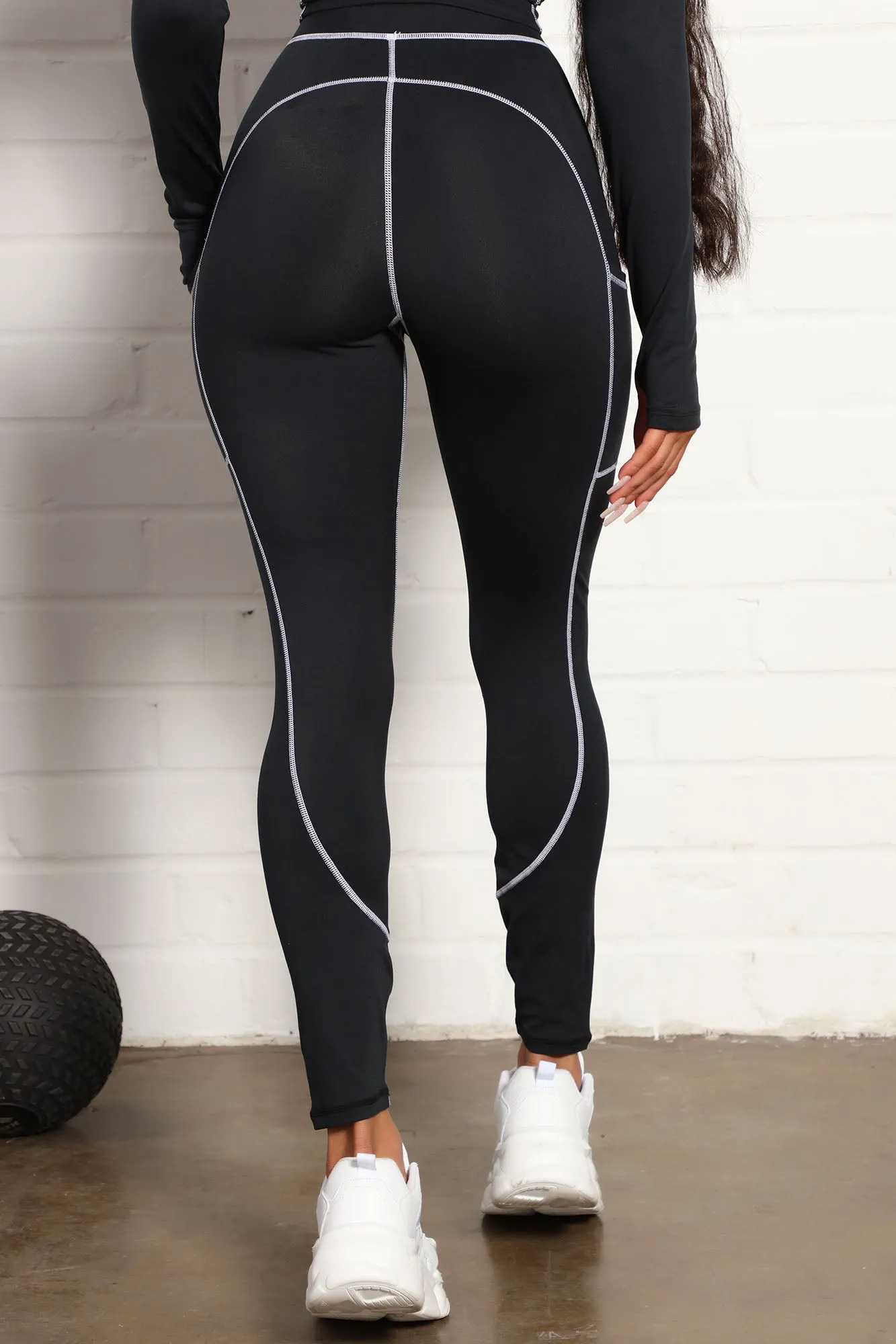 All You Got Active Contrast Stitch Super Soft Legging - Black