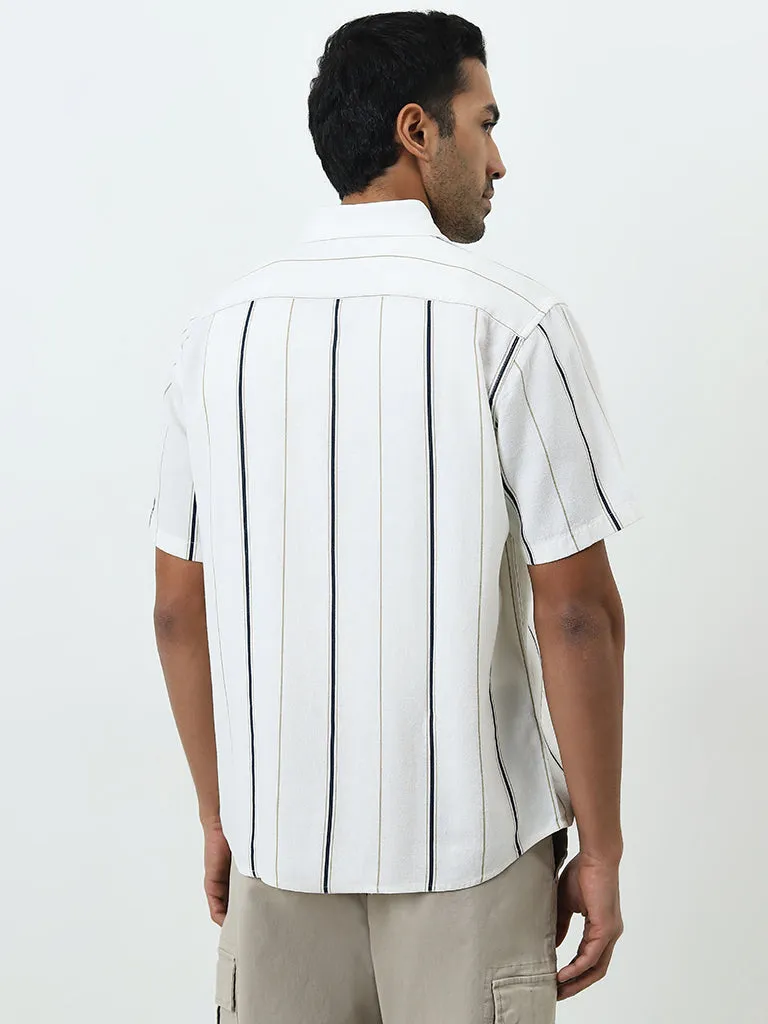 Ascot Off-White Striped Relaxed-Fit Shirt