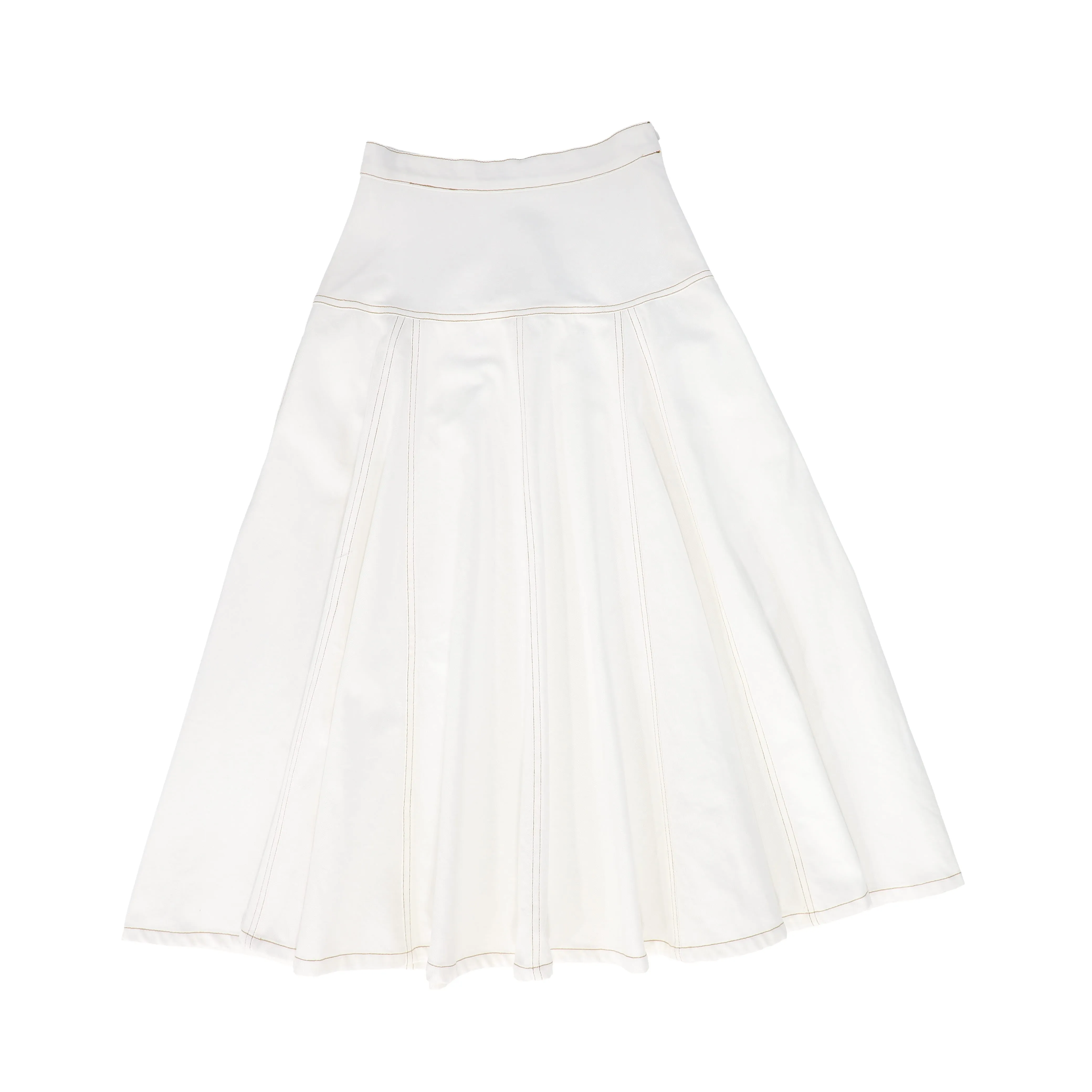 BAMBOO CONTRAST COLOR STITCH MAXI SKIRT