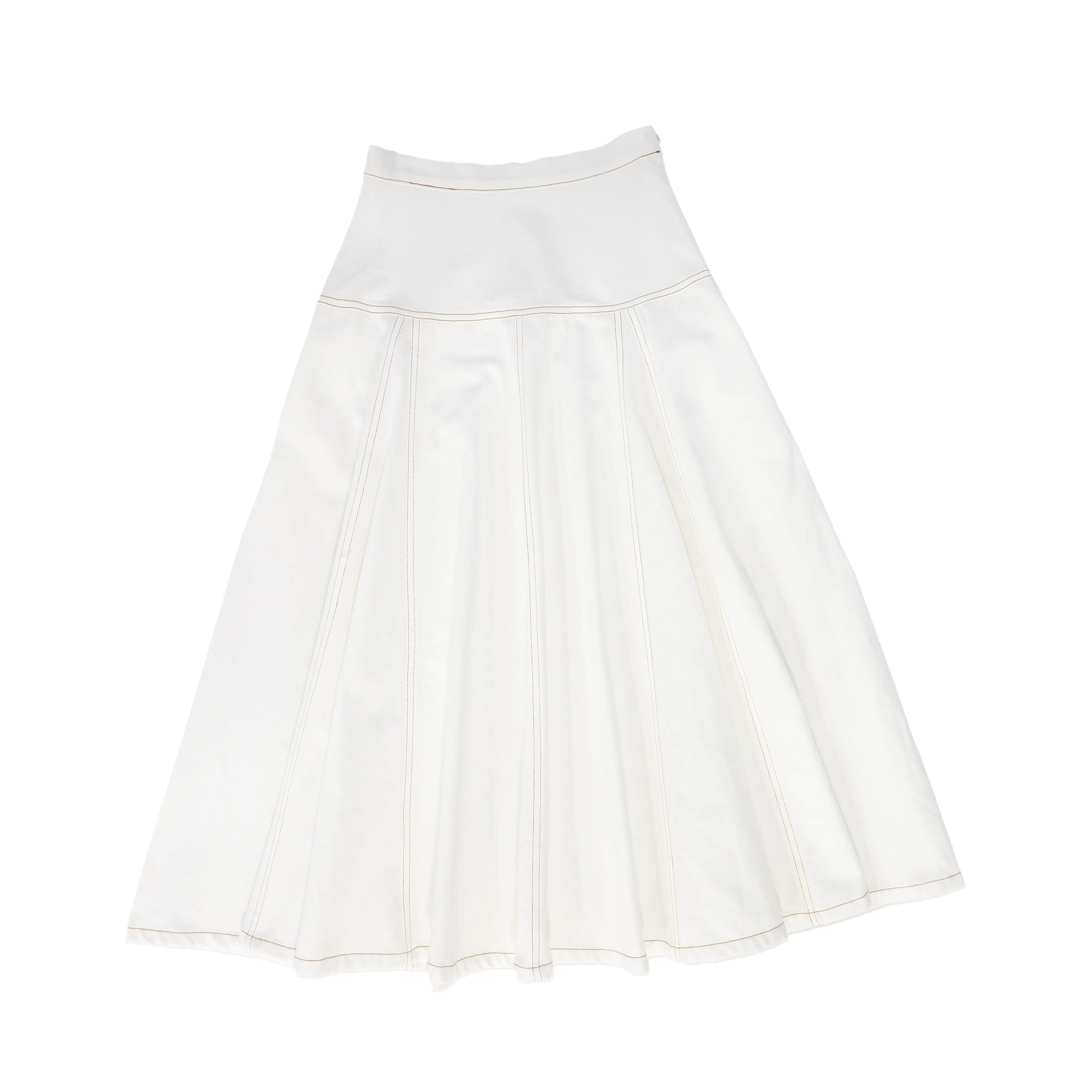 BAMBOO CONTRAST COLOR STITCH MAXI SKIRT