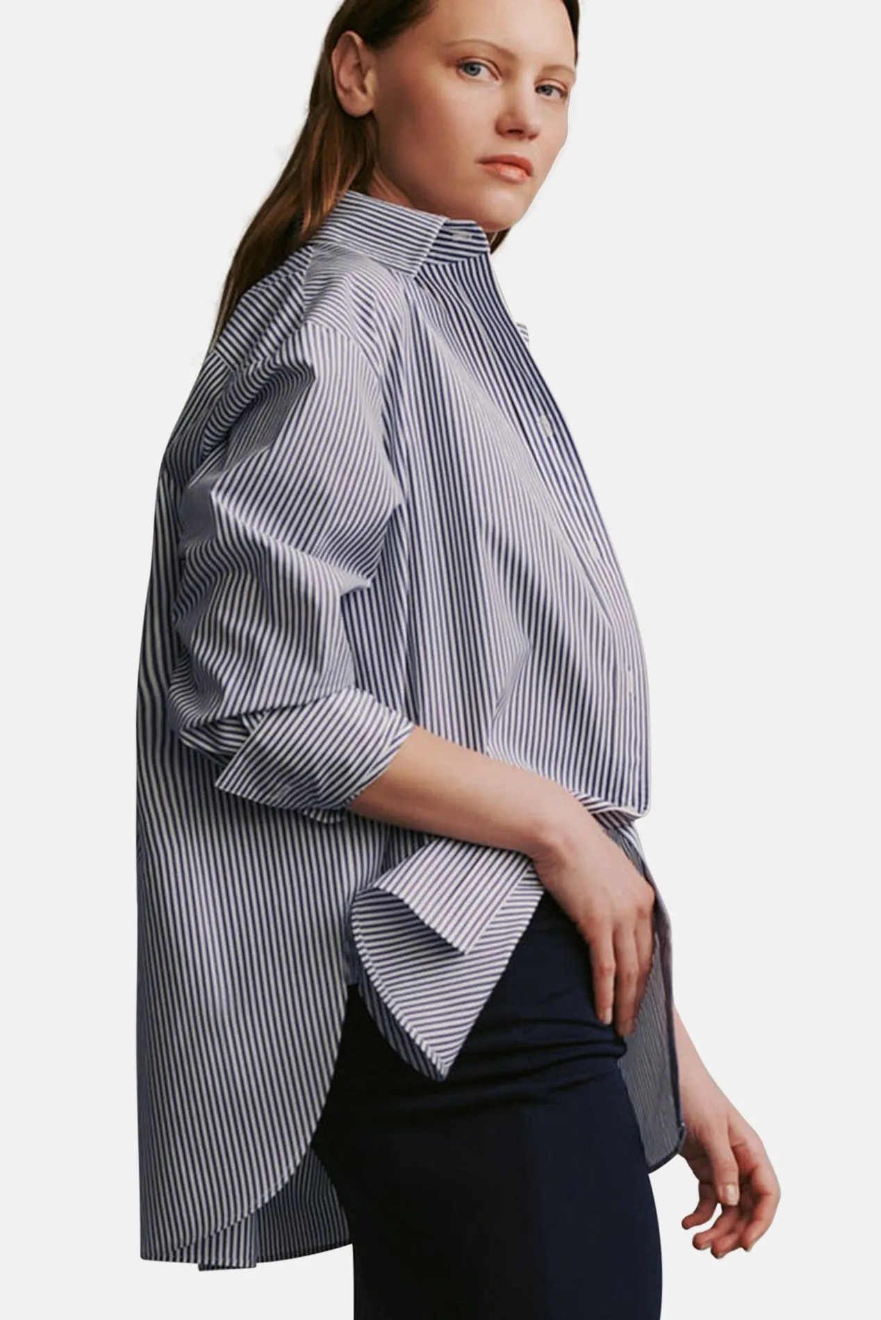Big Joe Shirt In Awning Lady Stripe White/Indigo