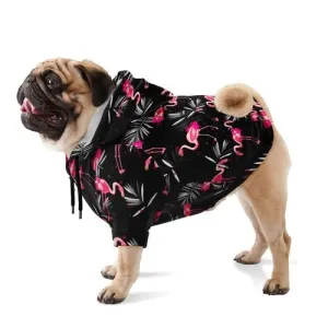 Black and Pink Flamingo Print Dog Hoodie