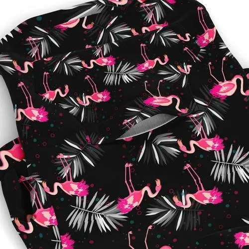 Black and Pink Flamingo Print Dog Hoodie
