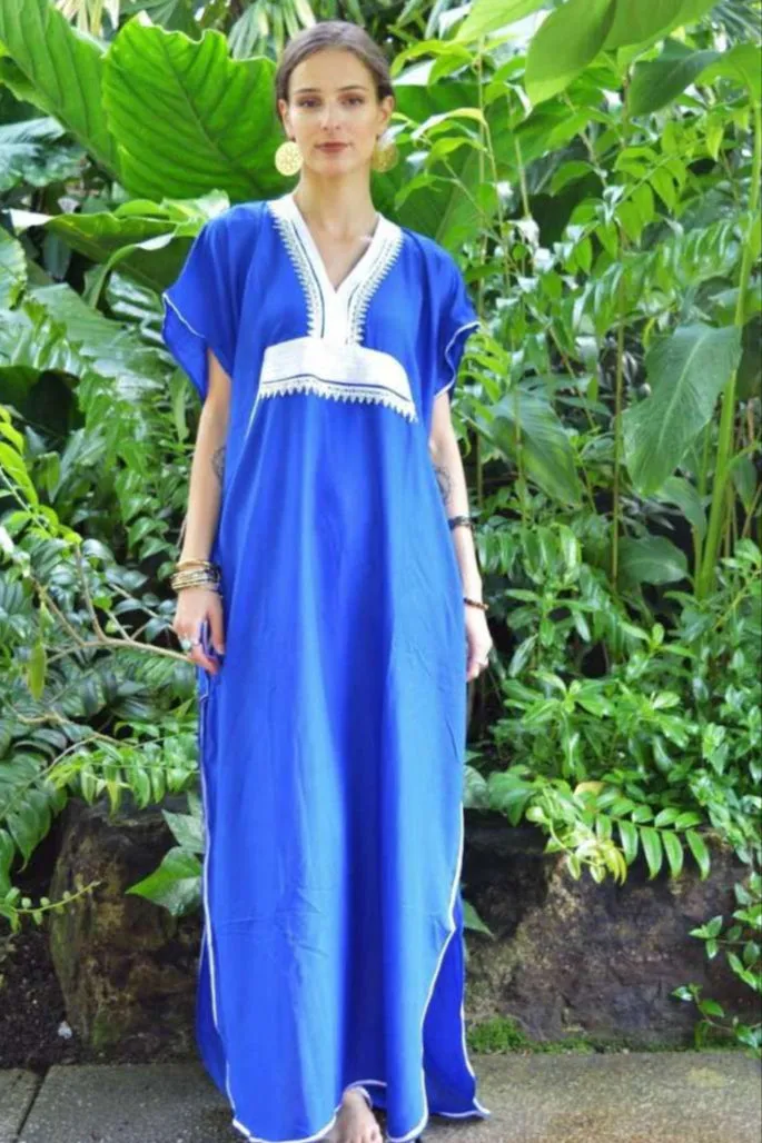 Blue Kaftan Maxi Dress Marine Style
