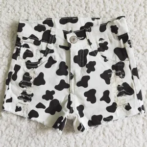 Boutique Baby Girl Denim Shorts Cow print Fashion Kids Jeans Summer Wholesale Children Clothtes Girls Jeans SS0027