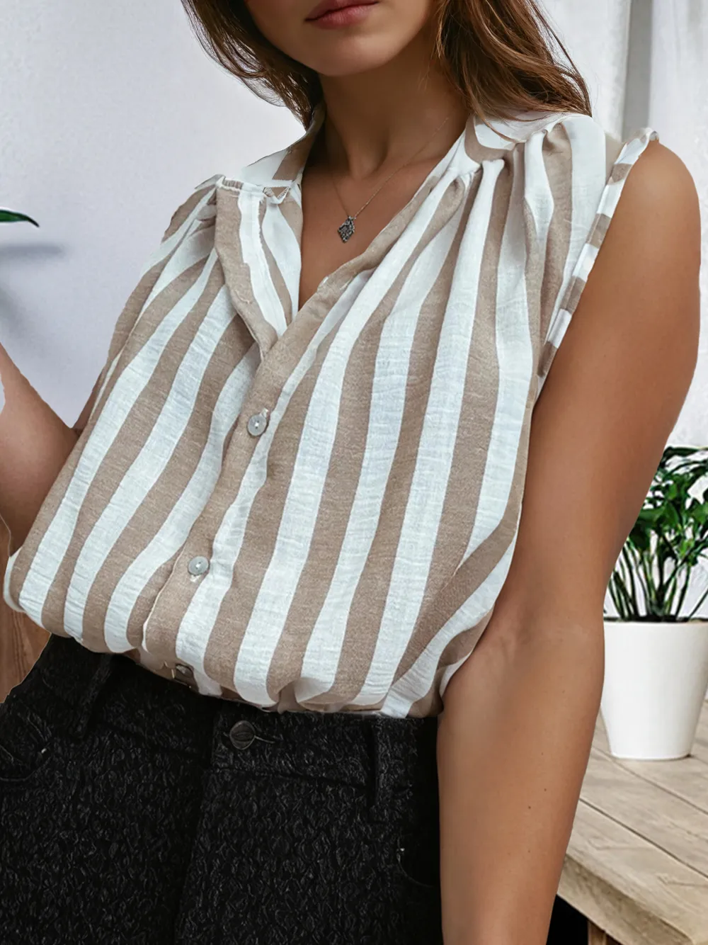 Button Down Sleeveless Shirt