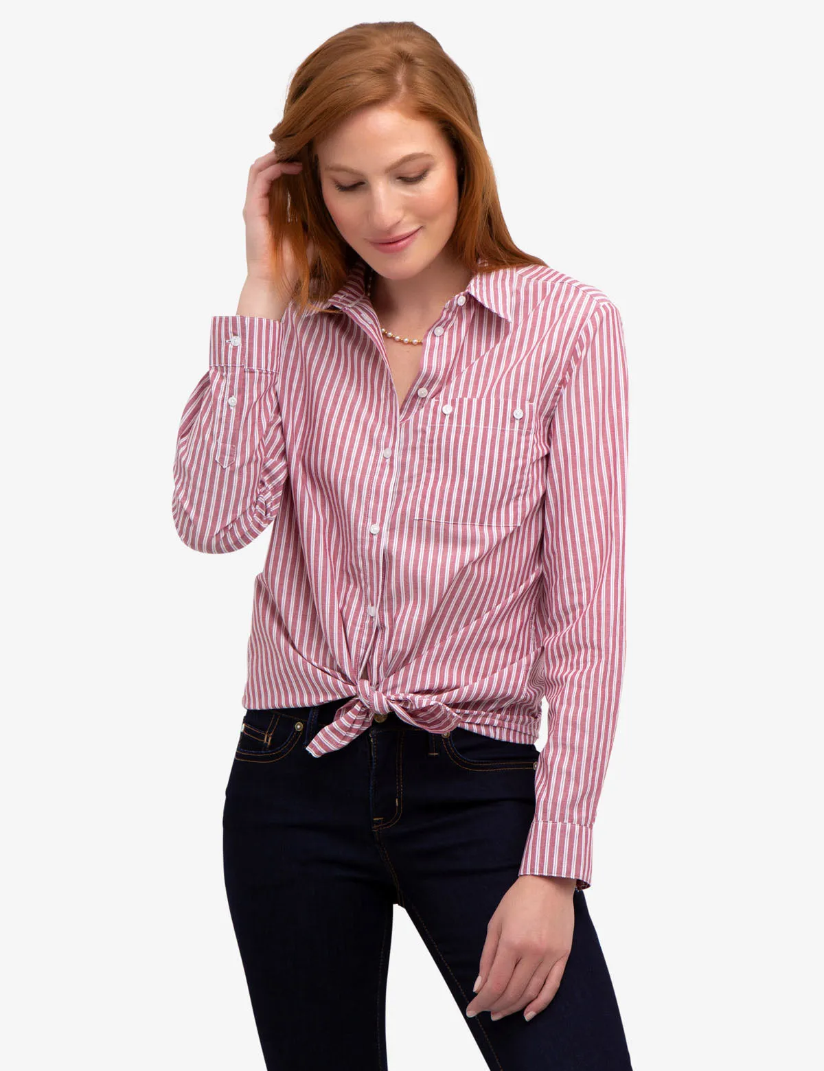 BUTTON POCKET STRIPED SHIRT