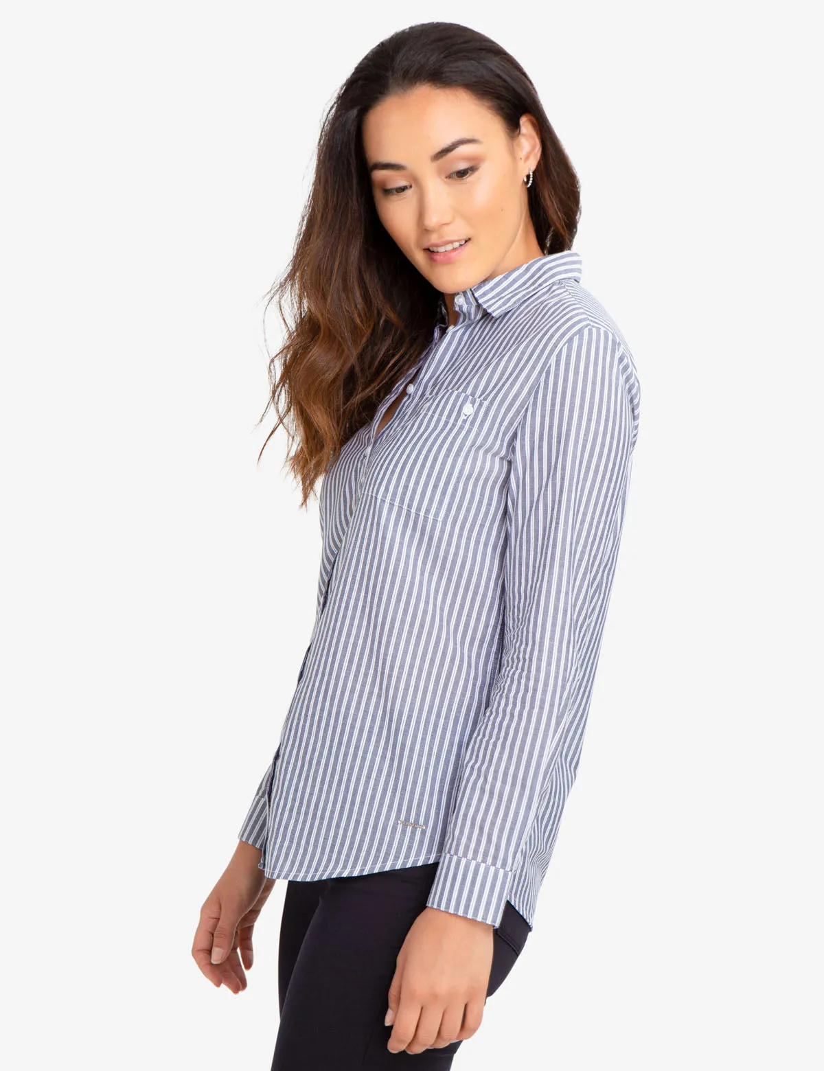 BUTTON POCKET STRIPED SHIRT