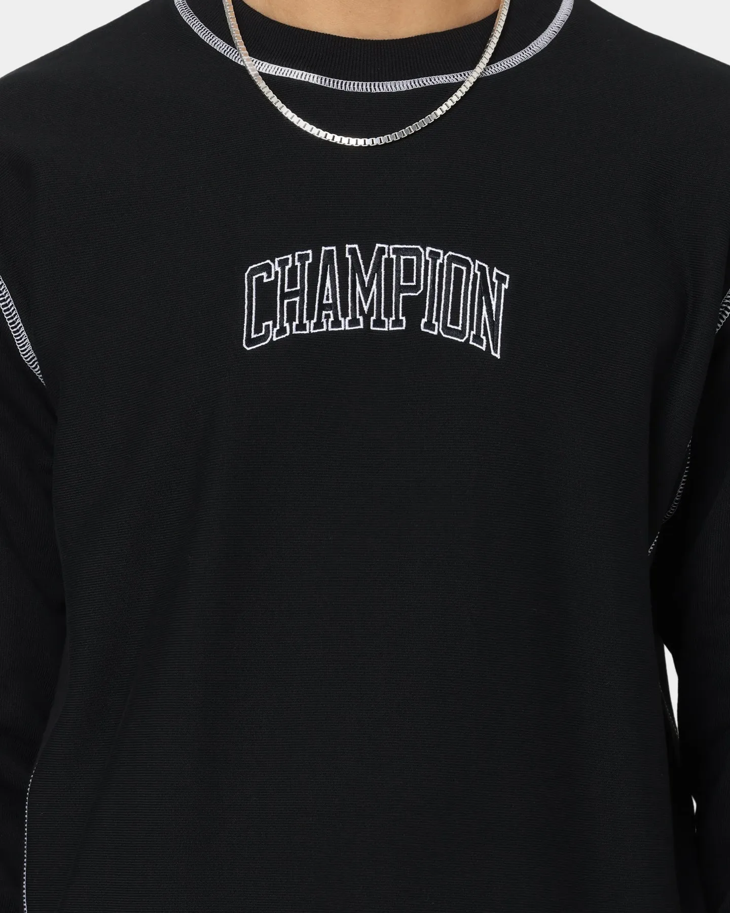 Champion Reverse Weave Contrast Stitch Crewneck Black