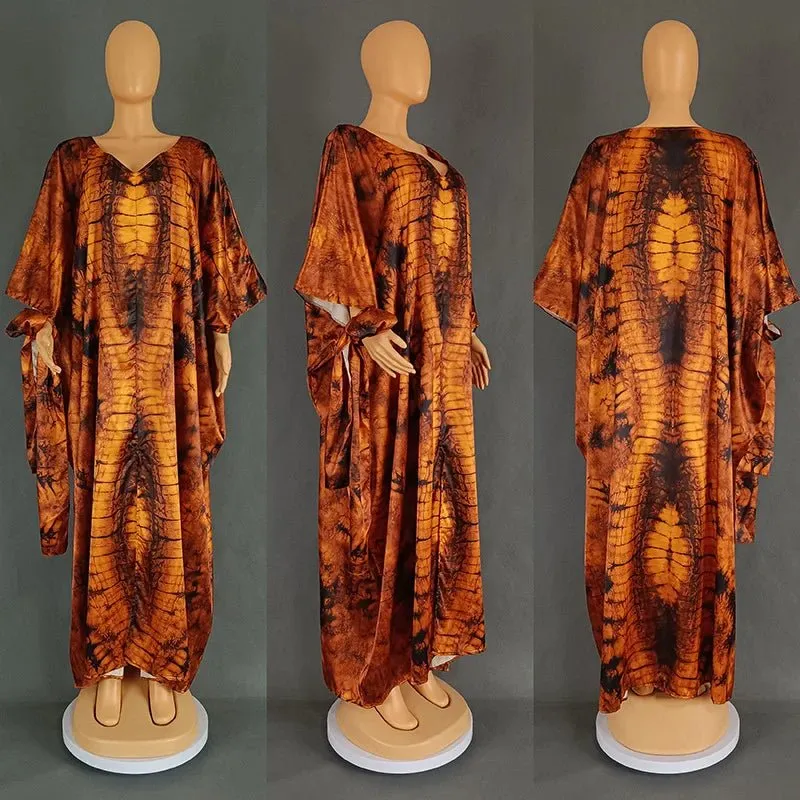 Chic Plus-Size African Dashiki Abaya Maxi Dress: Ankara Inspired Fashion for Spring and Autumn