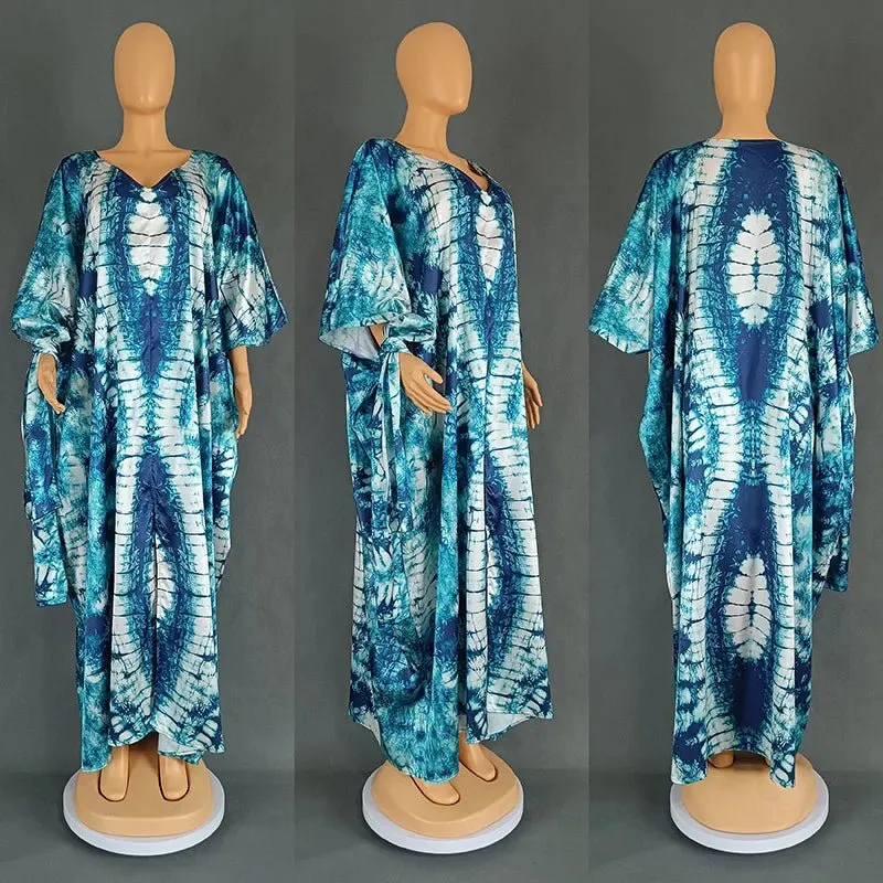 Chic Plus-Size African Dashiki Abaya Maxi Dress: Ankara Inspired Fashion for Spring and Autumn