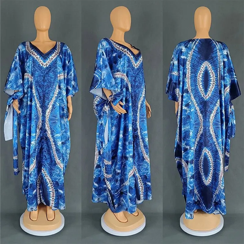 Chic Plus-Size African Dashiki Abaya Maxi Dress: Ankara Inspired Fashion for Spring and Autumn