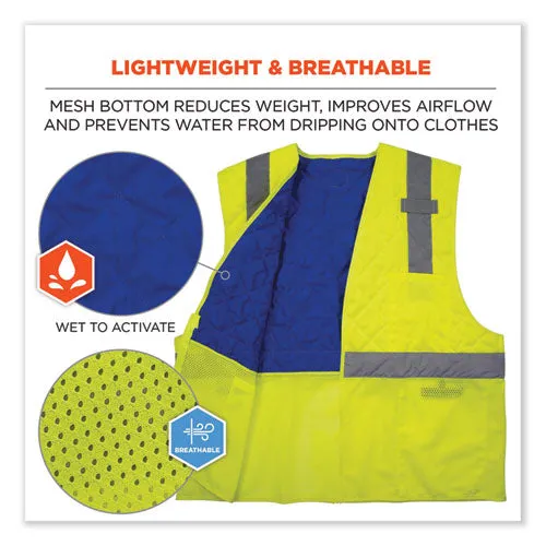 Chill-its 6668 Class 2 Hi-vis Safety Cooling Vest, Polymer, 2x-large, Lime, Ships In 1-3 Business Days