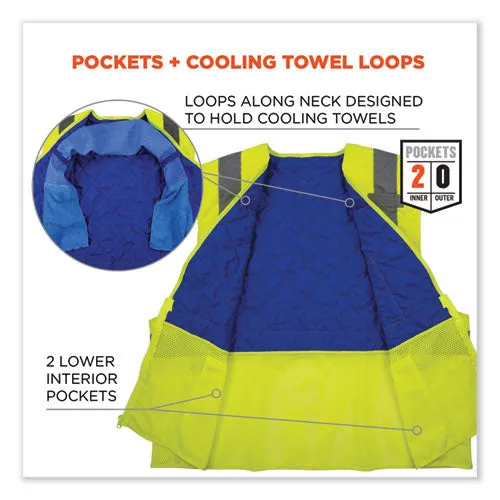Chill-its 6668 Class 2 Hi-vis Safety Cooling Vest, Polymer, 2x-large, Lime, Ships In 1-3 Business Days