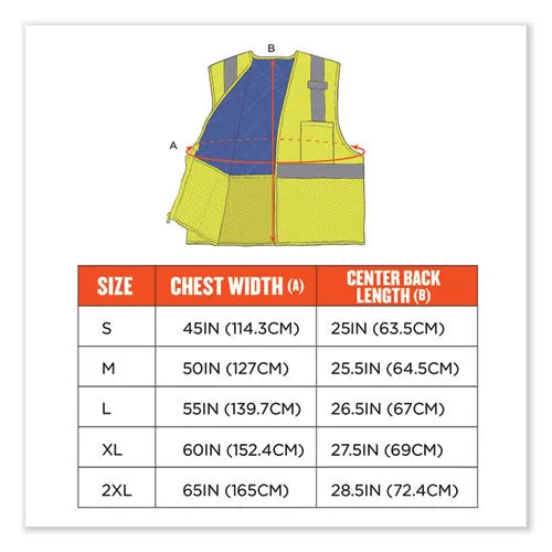 Chill-its 6668 Class 2 Hi-vis Safety Cooling Vest, Polymer, 2x-large, Lime, Ships In 1-3 Business Days