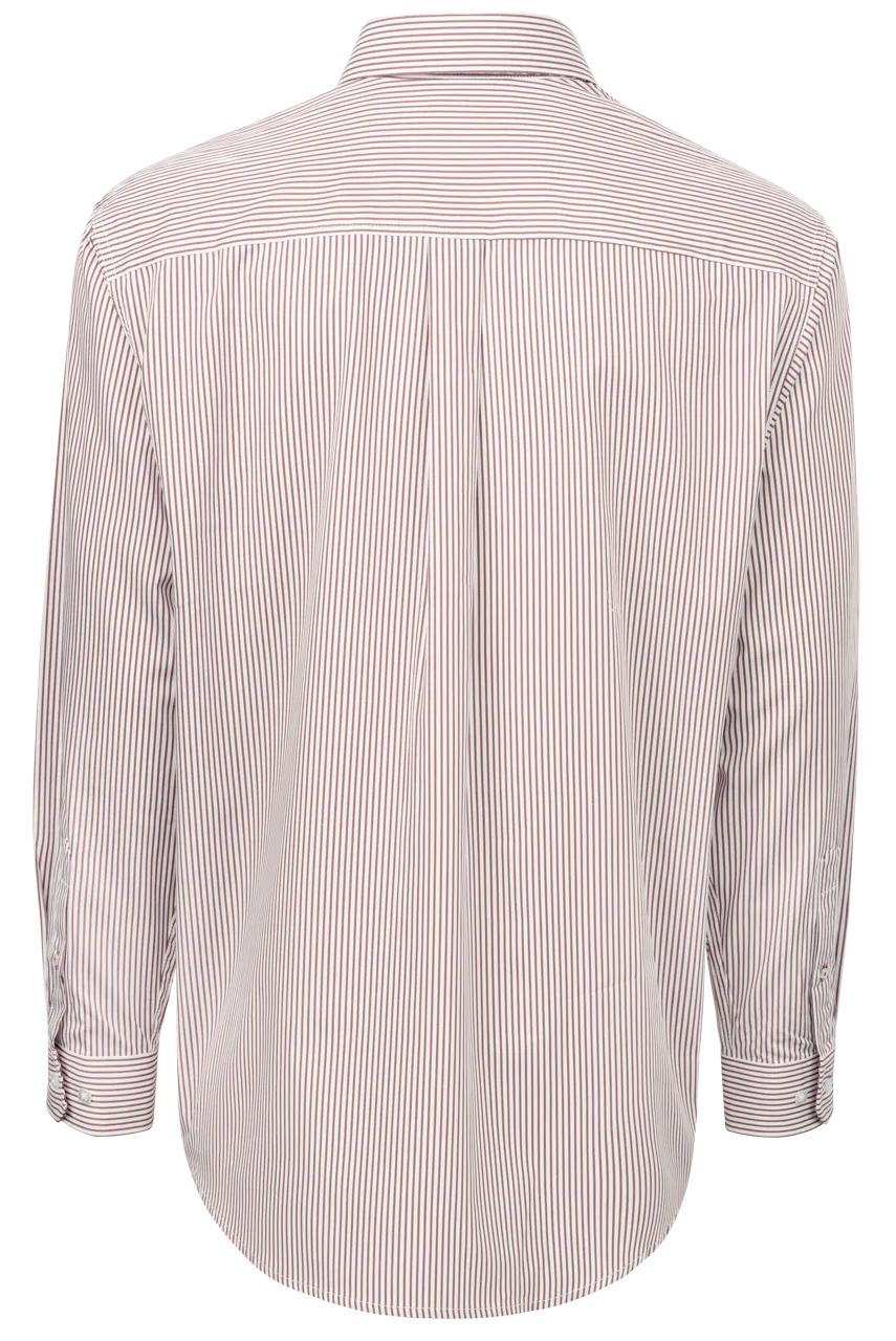 Cinch Striped Button-Front Shirt - Burgundy