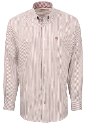Cinch Striped Button-Front Shirt - Burgundy
