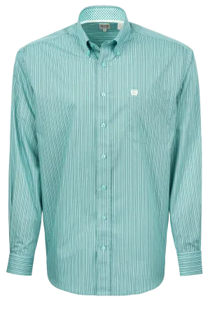 Cinch Striped Button-Front Shirt - Mint