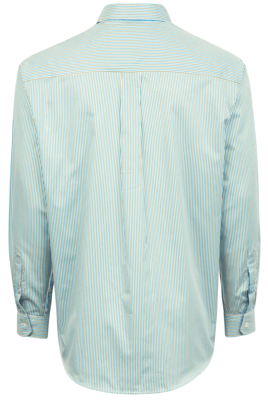 Cinch Striped Tencel Button-Front Shirt - Blue