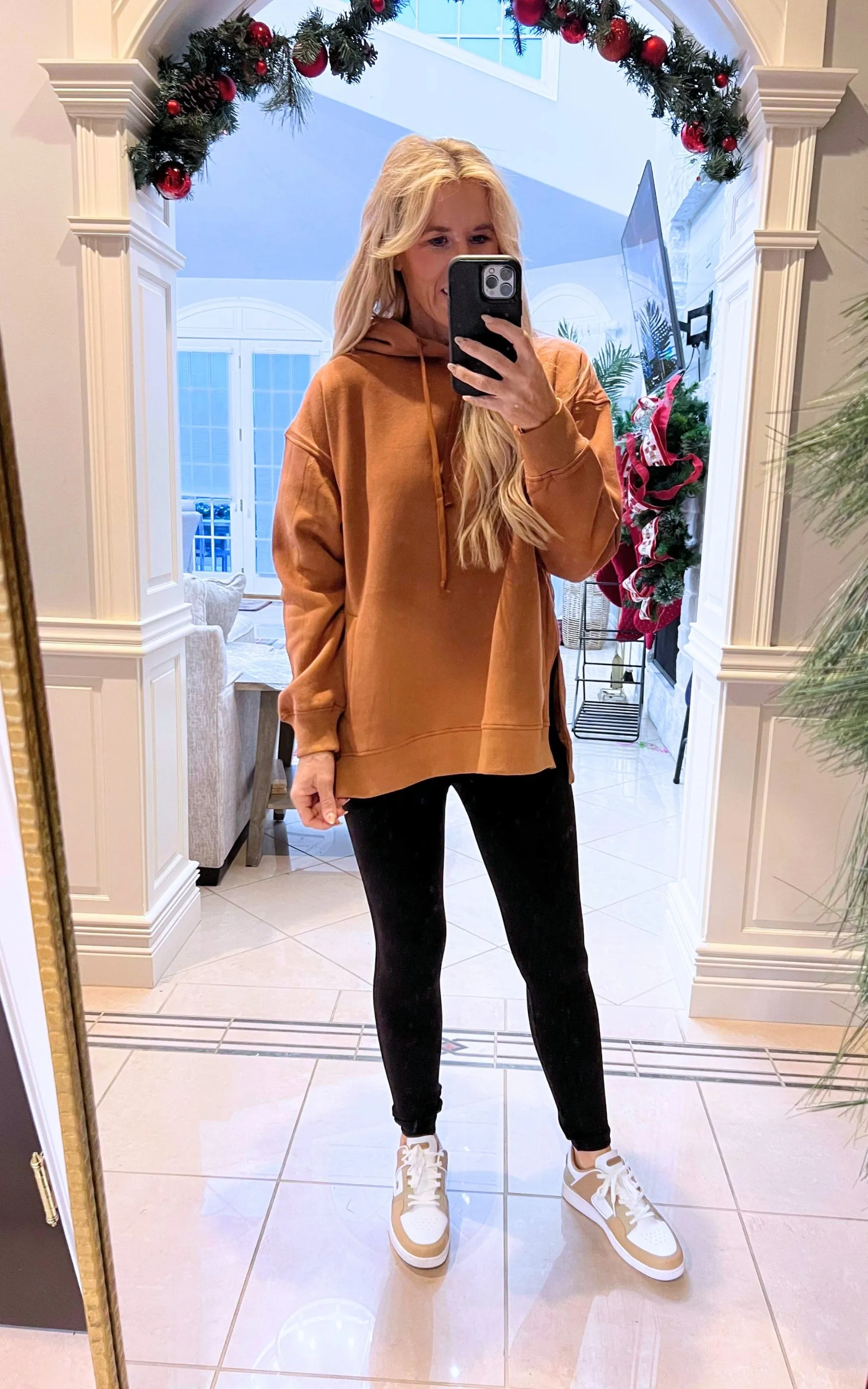 Cognac All Day Fleece Side Slit Hoodie Exclusive Salty Wave
