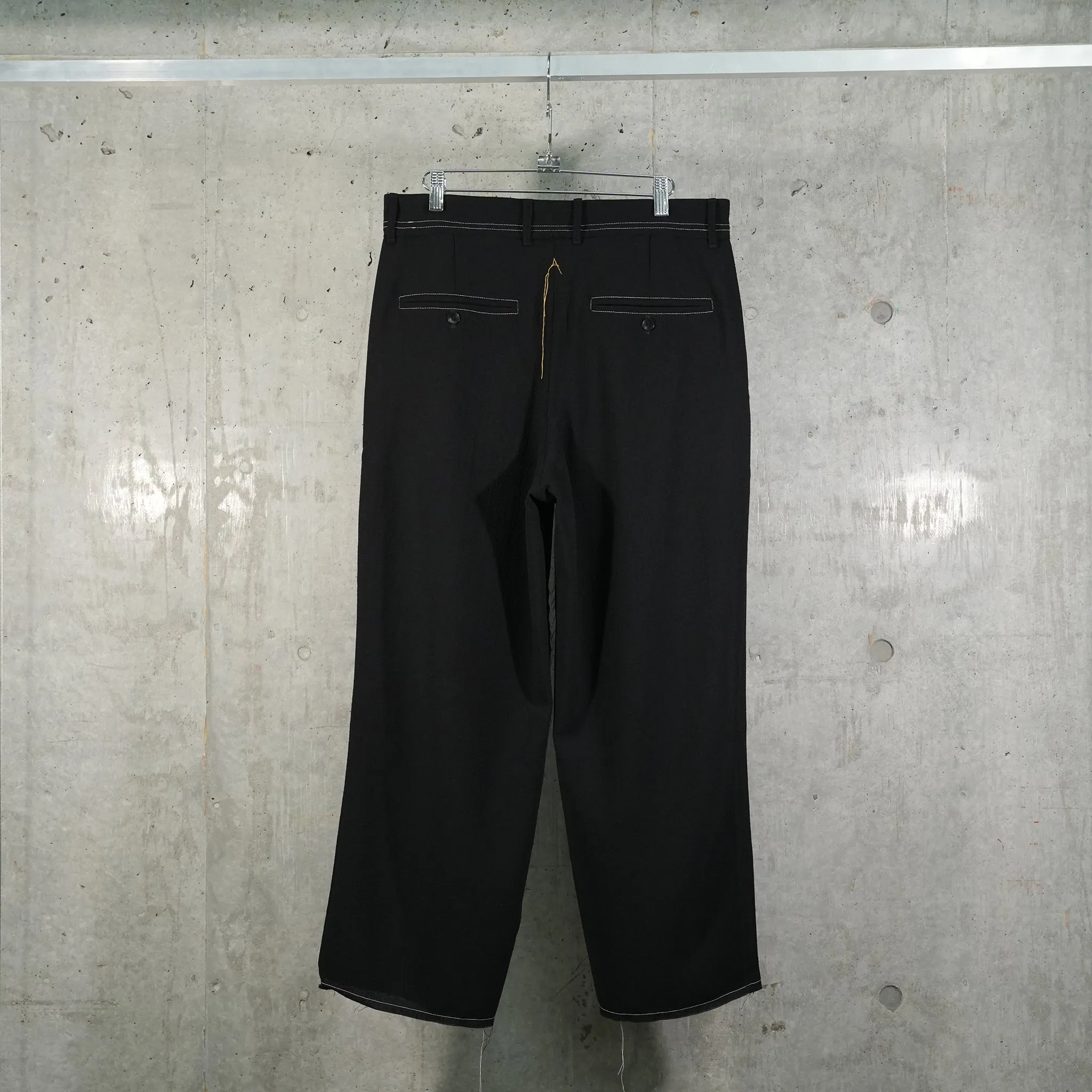 CONTRAST STITCH WOOL TROUSERS WOVEN / BLACK
