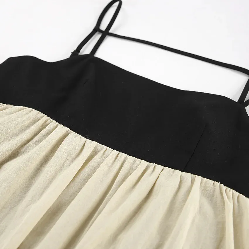 Contrast Strap Stylish Straight Mini Dress