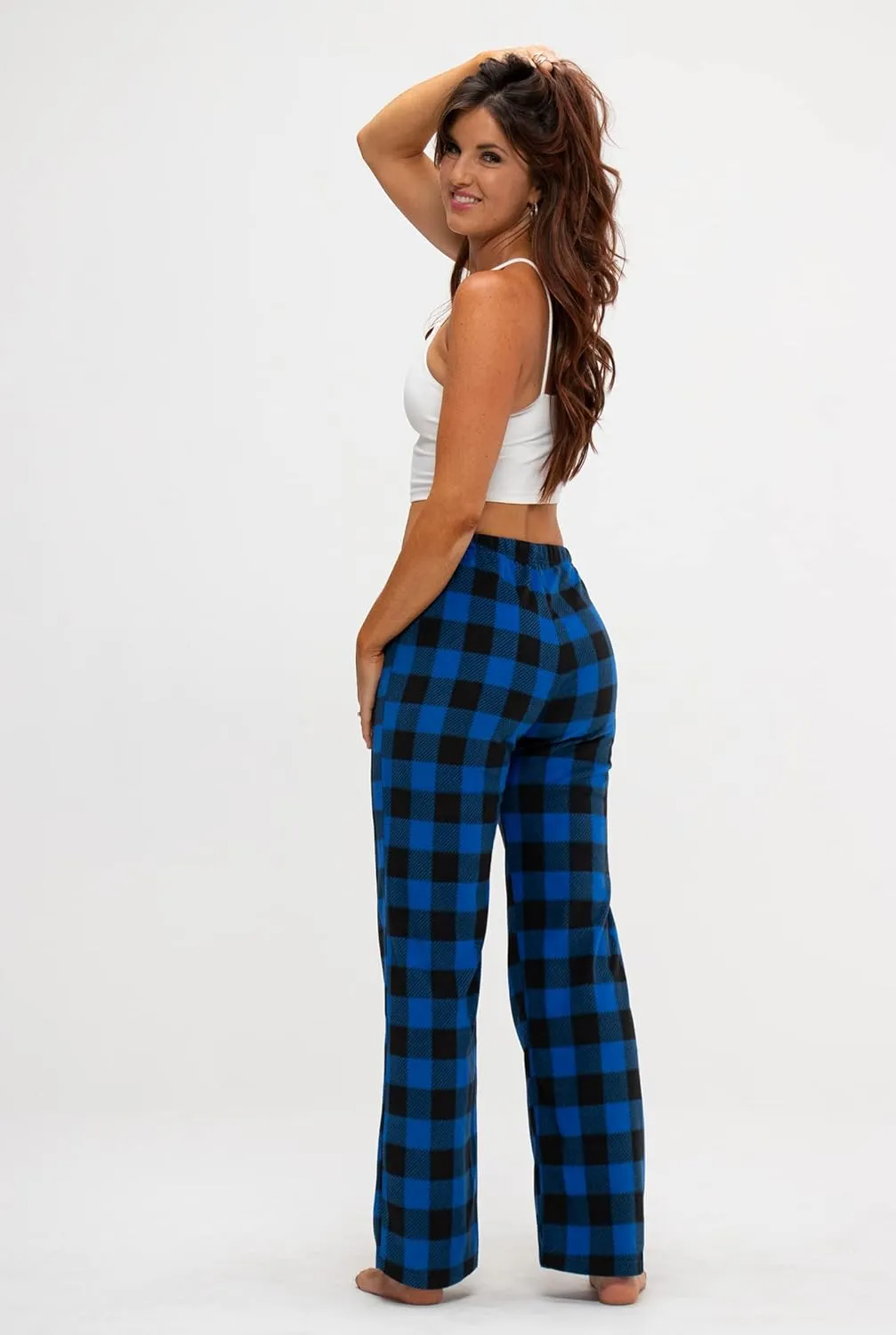 DEVOPS 2 Pack Women's Buffalo Plaid Plush Fleece Pajama Pants Sleepwear