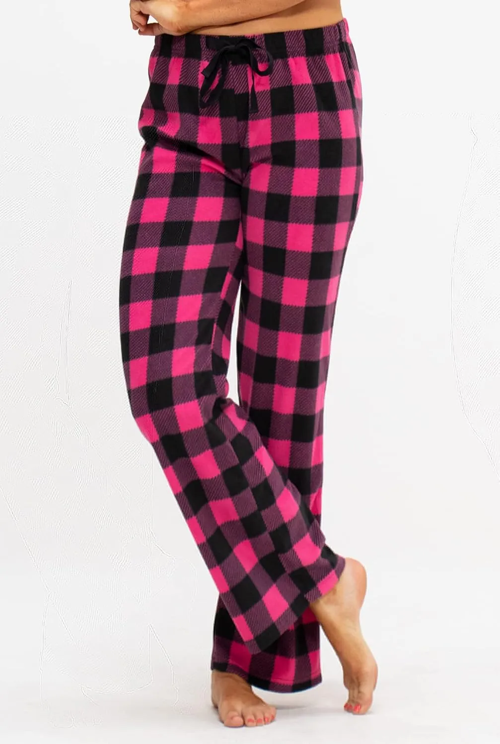 DEVOPS 2 Pack Women's Buffalo Plaid Plush Fleece Pajama Pants Sleepwear