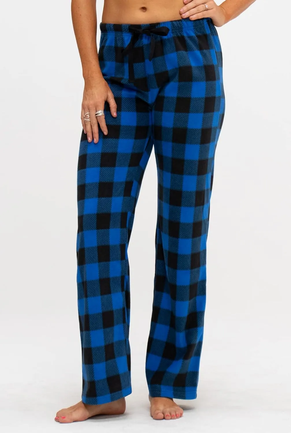 DEVOPS 2 Pack Women's Buffalo Plaid Plush Fleece Pajama Pants Sleepwear
