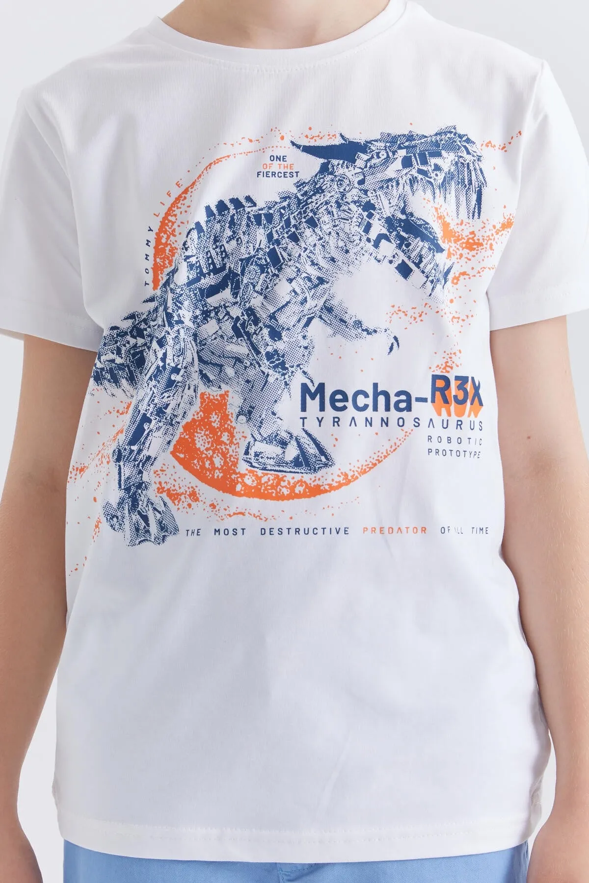 dinazor baskili kisa kol standart kalip o yaka erkek çocuk t-shirt - 10865