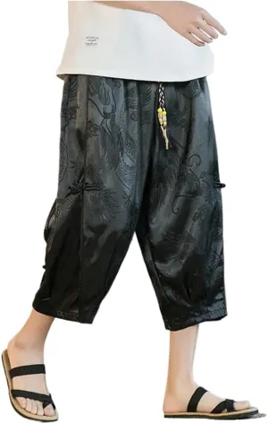 Embroidery Harem Pants Casual Spring Summer Men Baggy Trousers Streetwear Sweatpants Male Loose s6 Black8 XS