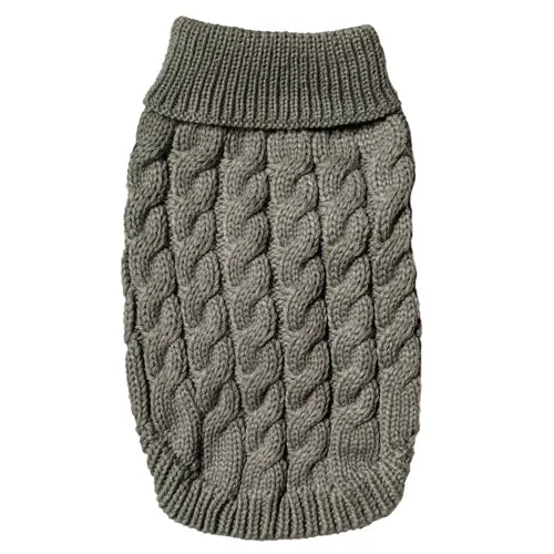 Fashion Pet Cosmo Chunky Cable Sweater Gray Extra Large
