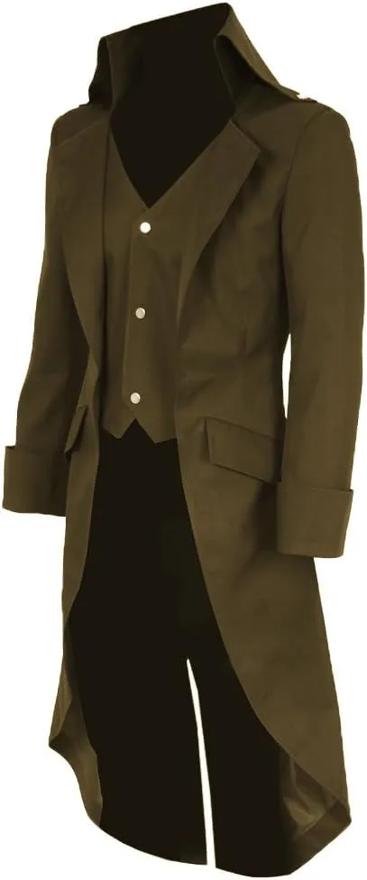 Gothic Tailcoat Jacket Steampunk Vintage Victorian Costume Long Trench Coat
