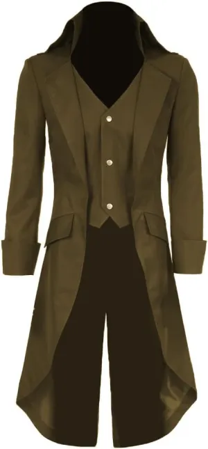 Gothic Tailcoat Jacket Steampunk Vintage Victorian Costume Long Trench Coat