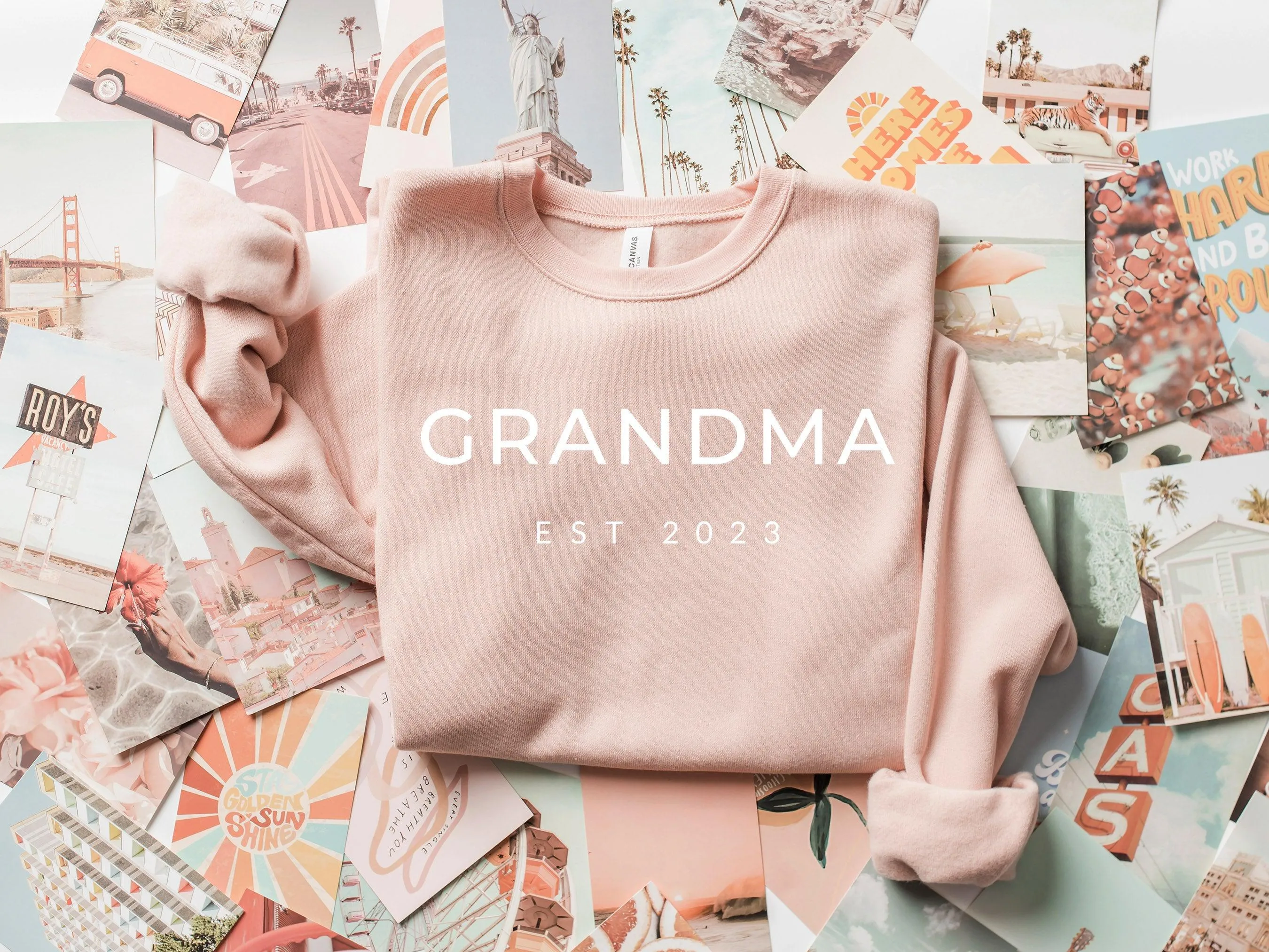 Grandma Custom Est 2024 Sponge Fleece Sweatshirt (Mont font)