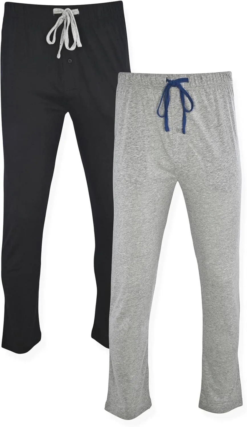 Hanes Men's Solid Knit Sleep Pant with Pockets and Drawstring, Black/Active Grey-2 Pack, 3X
