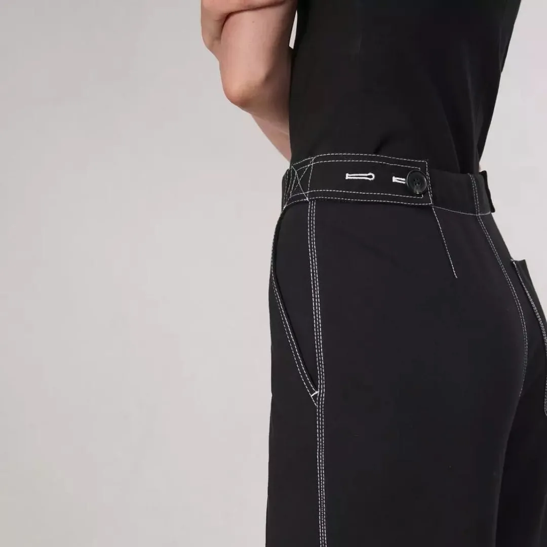 Irina Contrast Stitch Pant (Black)