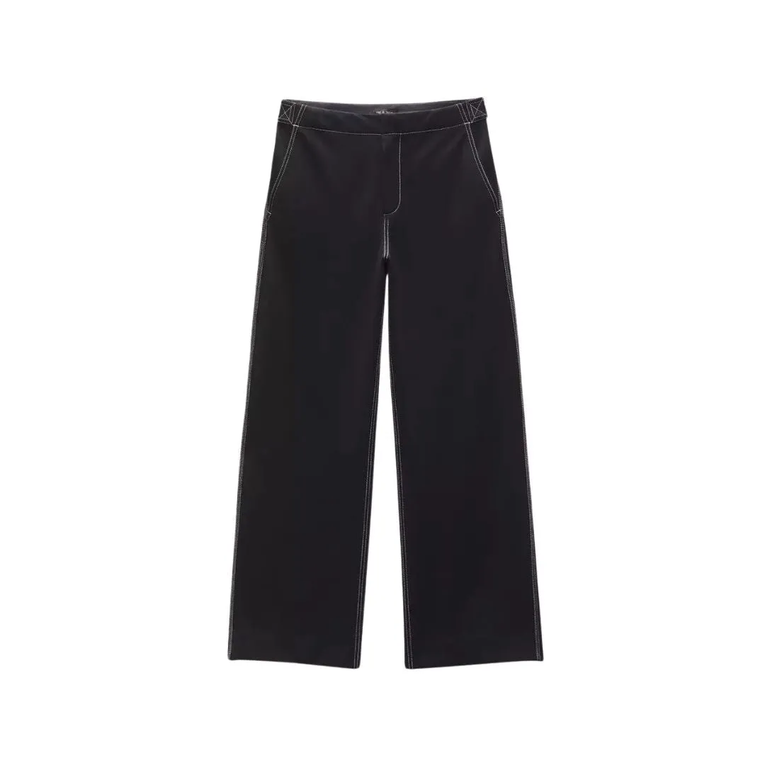 Irina Contrast Stitch Pant (Black)