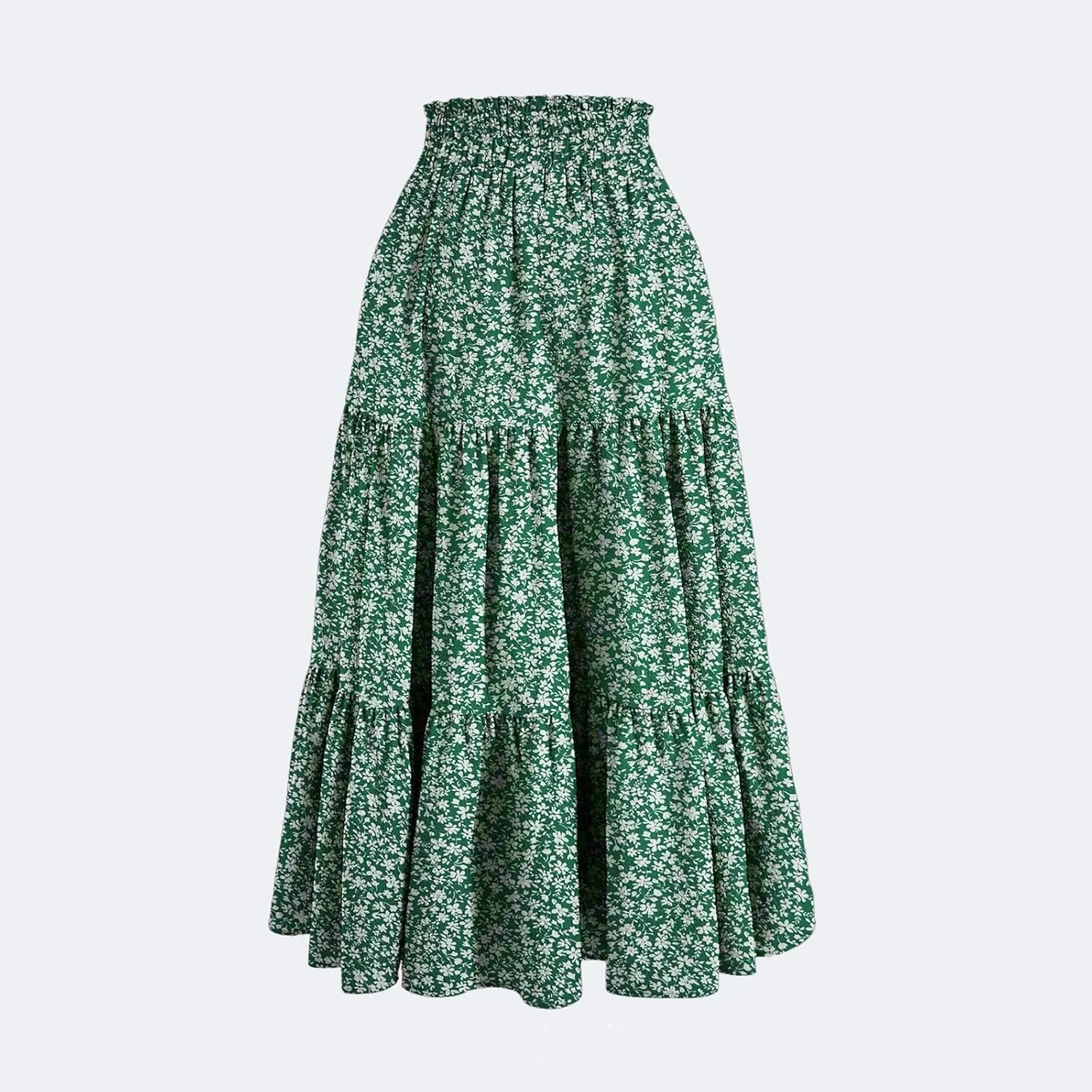 JJHAEVDY Women's Summer Flowy Swing Midi Skirts Boho High Elastic Waist Fake Drawstring Floral Print A line Casual Cute Skirt