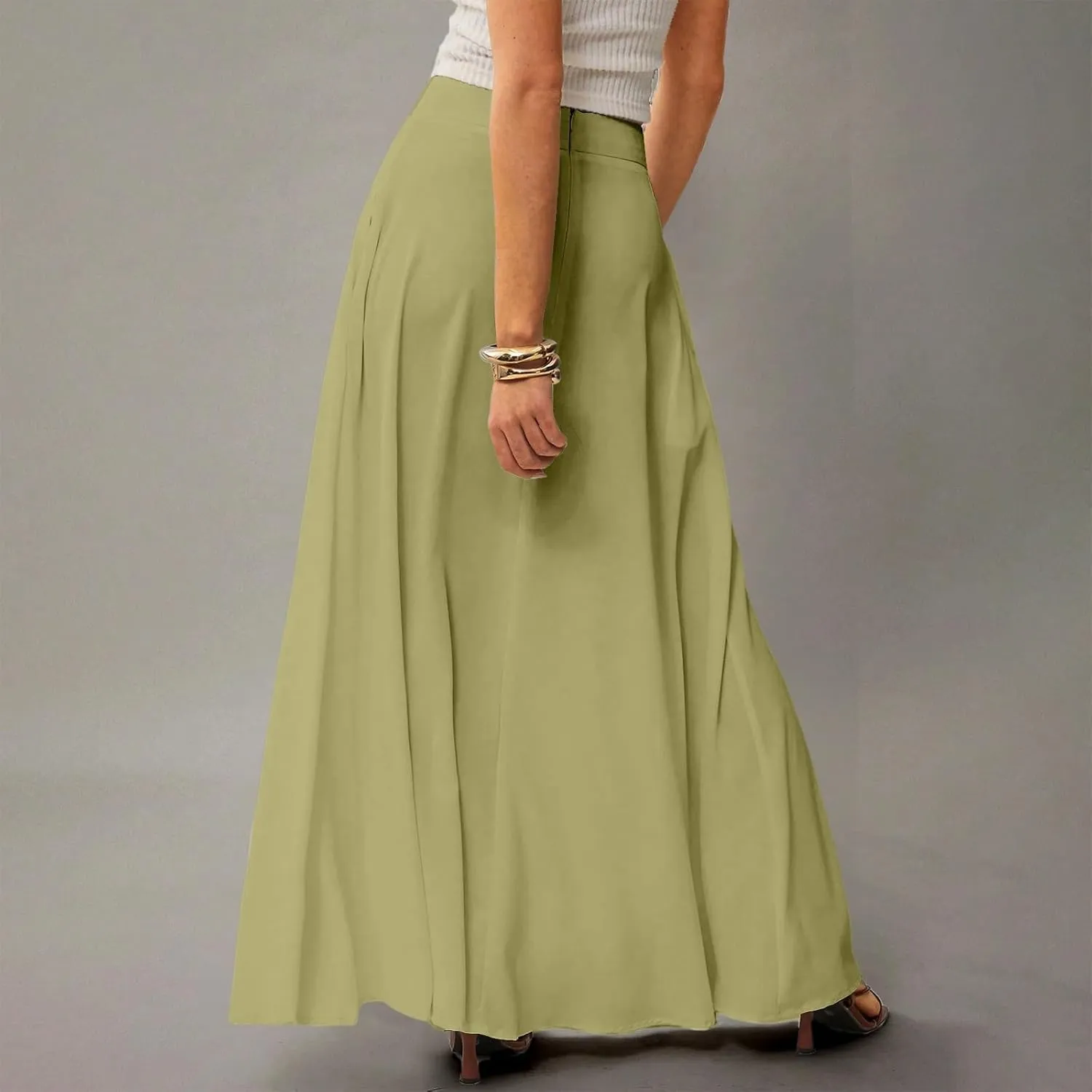 Long Skirts for Women 2025 Summer Vacation High Waisted A Line Skirt Elegant Work Office Flowy Maxi Skirt with Pockets