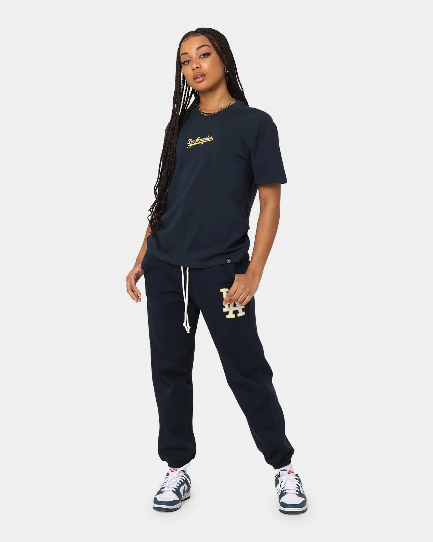 Majestic Athletic Women's Los Angeles Dodgers Contrast Stitch T-Shirt True Navy