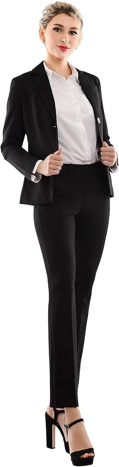 Marycrafts Women's 2 Buttons Business Blazer Pant Suit Set for Work