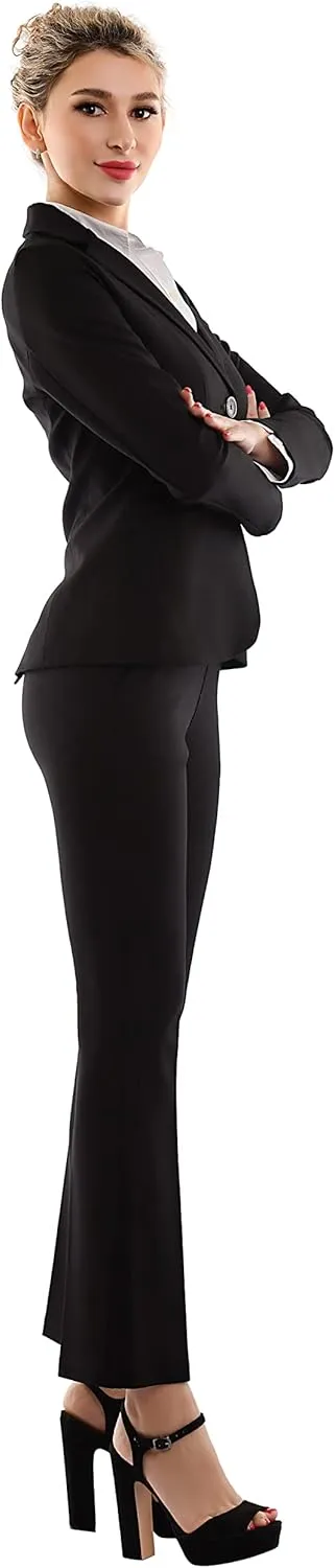 Marycrafts Women's 2 Buttons Business Blazer Pant Suit Set for Work