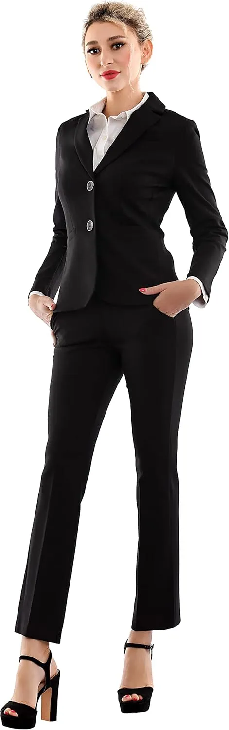 Marycrafts Women's 2 Buttons Business Blazer Pant Suit Set for Work