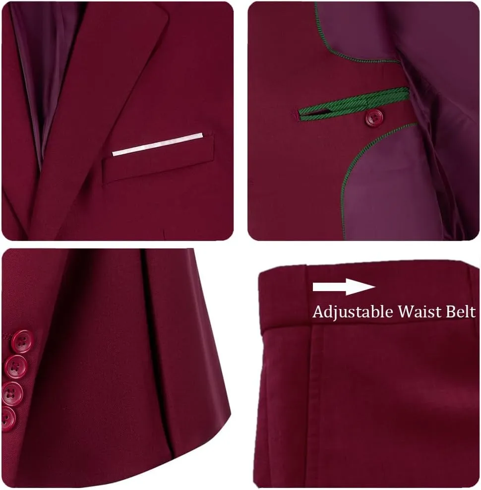 Men's Suit 3 Pieces Slim Fit Formal Business Wedding 2 Buttons Blazer Vest Pants Set Tuxedo